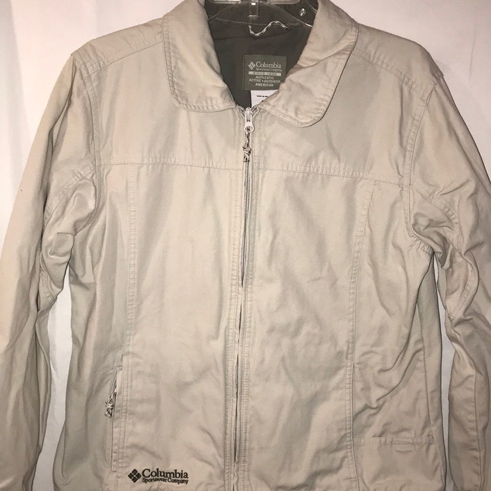 Columbia Women's‎ Cream Authentic Active Outdoor American Full Zip Jacket Large